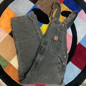 vintage carhartt washed grey overalls / size 44 x 32